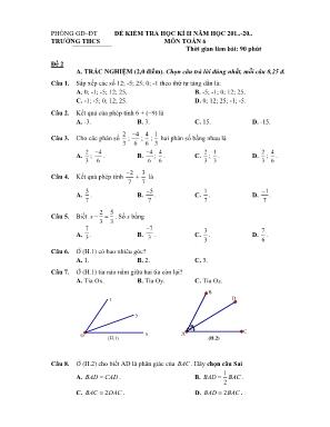 Đề kiểm tra học kỳ 2 môn Toán Lớp 6 - Đề 2